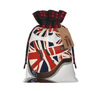 JIAGLINDE Guitar British Flag Print Christmas Gift Bags Xmas Present Bags With Gift Tag Halloween Candy Bags For Wrapping Gifts For Birthday Wedding (S/M)