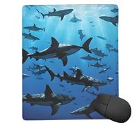 JIAGLINDE Hammerhead Sharks Print Square Cloth Mousepad, Non Slip Washable Rubber Base Mousepad for Office Desktop Laptops Wireless Mice 7x9 in