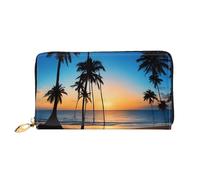 JIAGLINDE Hawaii Beach Print Men'S And Women'S Leather Wallet,Mobile Phone Bag,Soft Leather Printed Zipper Coin Purse,Multi Card Slot Wallet