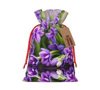 JIAGLINDE Hyacinth Purple Print Christmas Gift Bags Xmas Present Bags With Gift Tag Candy Bags For Wrapping Gifts For Halloween Birthday Wedding (S/M).