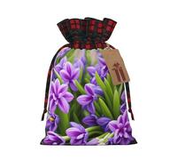 JIAGLINDE Hyacinth Purple Print Christmas Gift Bags Xmas Present Bags With Gift Tag Halloween Candy Bags For Wrapping Gifts For Birthday Wedding (S/M)