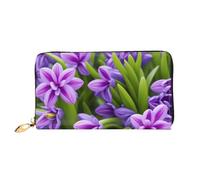 JIAGLINDE Hyacinth Purple Print Men'S And Women'S Leather Wallet,Mobile Phone Bag,Soft Leather Printed Zipper Coin Purse,Multi Card Slot Wallet