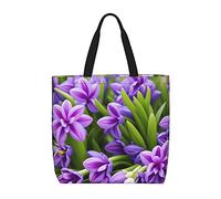 JIAGLINDE Hyacinth Purple Print Tote Bag Women Single Shoulder Leisure Bag Multi-Purpose Large Shopping Bag.