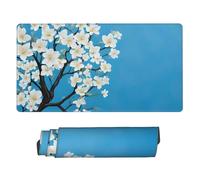 JIAGLINDE Japanese Cherry Flowers Print Oversize Cloth Mousepad 16x29.5 in, Non Slip Washable Rubber Base Keyboard Pad for Office Laptops Desktop Wireless Mice
