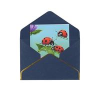 JIAGLINDE Ladybug And Green Leaves Print Advanced Feeling Blank Greeting Cards Pearl Paper Envelopes Anniversary Cards Thank You Cards,Wedding Wishes Birthday Thanksgiving Christmas Card.