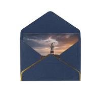 JIAGLINDE Lighthouse Print Advanced Feeling Blank Greeting Cards Pearl Paper Envelopes Anniversary Cards Thank You Cards,Wedding Wishes Birthday Thanksgiving Christmas Card.