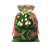 JIAGLINDE Lilies Of The Valley Print Christmas Gift Bags Xmas Present Bags With Gift Tag Candy Bags For Wrapping Gifts For Halloween Birthday Wedding (S/M).