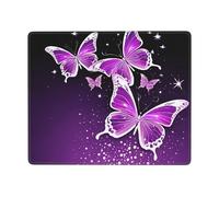 JIAGLINDE Lovely Purple Butterfly Print Square Cloth Mousepad, Non Slip Washable Rubber Base Mousepad for Office Desktop Laptops Wireless Mice 7x9 in