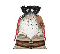 JIAGLINDE Magic Book Print Christmas Gift Bags Xmas Present Bags With Gift Tag Candy Bags For Wrapping Gifts For Halloween Birthday Wedding (S/M).