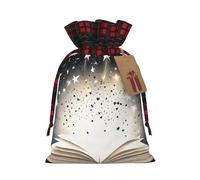 JIAGLINDE Magic Book Print Christmas Gift Bags Xmas Present Bags With Gift Tag Halloween Candy Bags For Wrapping Gifts For Birthday Wedding (S/M)