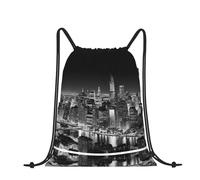 JIAGLINDE New York Print Water-Resistant Fitness Drawstring Bag,Men Women Outdoor Sport Backpack Yoga Bag,With Zipper.