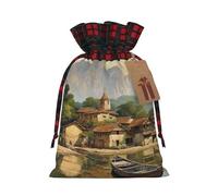 JIAGLINDE Old Viking Boat Print Christmas Gift Bags Xmas Present Bags With Gift Tag Halloween Candy Bags For Wrapping Gifts For Birthday Wedding (S/M)