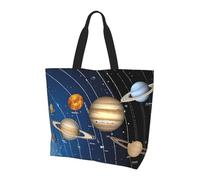 JIAGLINDE Outer Space Solar System Print Tote Bag Women Single Shoulder Leisure Bag Multi-Purpose Large Shopping Bag