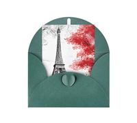 JIAGLINDE Paris Print Blank Greeting Cards, Love Buttons, Pearl Paper Envelopes Suitable For Various Occasions - Anniversary Cards, Thank You Cards, Holiday Cards, Wedding Cards, Congratulations.