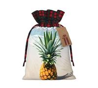JIAGLINDE Pineapple By The Sea Print Christmas Gift Bags Xmas Present Bags With Gift Tag Halloween Candy Bags For Wrapping Gifts For Birthday Wedding (S/M)