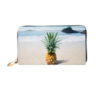 JIAGLINDE Pineapple By The Sea Print Men'S And Women'S Leather Wallet,Mobile Phone Bag,Soft Leather Printed Zipper Coin Purse,Multi Card Slot Wallet