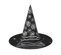 JIAGLINDE Pizza Constellation Print Halloween Cone Witch Hat Cosplay For Wizards Masquerade Halloween Party Accessories.