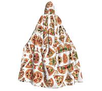 JIAGLINDE Pizza Pattern Print Hooded Robe Cloak Halloween Cosplay Dress Up Costume 59 In.
