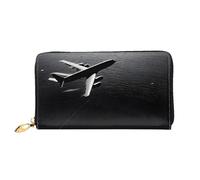 JIAGLINDE Plane Flying Over The Sea Print Men'S And Women'S Leather Wallet,Mobile Phone Bag,Soft Leather Printed Zipper Coin Purse,Multi Card Slot Wallet