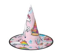 JIAGLINDE Rainbow Print Halloween Cone Witch Hat Cosplay For Wizards Masquerade Halloween Party Accessories.