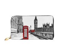JIAGLINDE Red Phone Booth London Street Print Men'S And Women'S Leather Wallet,Mobile Phone Bag,Soft Leather Printed Zipper Coin Purse,Multi Card Slot Wallet