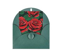 JIAGLINDE Red Rose Print Blank Greeting Cards, Love Buttons, Pearl Paper Envelopes Suitable For Various Occasions - Anniversary Cards, Thank You Cards, Holiday Cards, Wedding Cards, Congratulations.