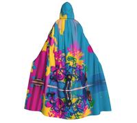 JIAGLINDE Scrawled-Upon Wall Print Hooded Robe Cloak Halloween Cosplay Dress Up Costume 59 In.