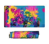 JIAGLINDE Scrawled-Upon Wall Print Oversize Cloth Mousepad 16x29.5 in, Non Slip Washable Rubber Base Keyboard Pad for Office Laptops Desktop Wireless Mice