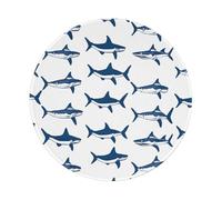 JIAGLINDE Sharks Print Round Cloth Mousepad, Non Slip Washable Rubber Base Mousepad for Office Desktop Laptops Wireless Mice 8in