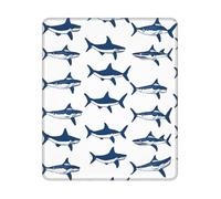 JIAGLINDE Sharks Print Square Cloth Mousepad, Non Slip Washable Rubber Base Mousepad for Office Desktop Laptops Wireless Mice 10x12 in.