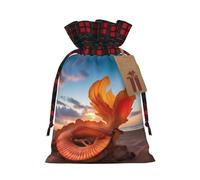 JIAGLINDE Shell On The Beach Print Christmas Gift Bags Xmas Present Bags With Gift Tag Halloween Candy Bags For Wrapping Gifts For Birthday Wedding (S/M)