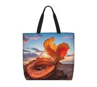 JIAGLINDE Shell On The Beach Print Tote Bag Women Single Shoulder Leisure Bag Multi-Purpose Large Shopping Bag.