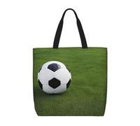 JIAGLINDE Soccer Ball On Grassy Print Tote Bag Women Single Shoulder Leisure Bag Multi-Purpose Large Shopping Bag.