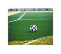 JIAGLINDE The Ball On The Football Field Print Square Cloth Mousepad, Non Slip Washable Rubber Base Mousepad for Office Desktop Laptops Wireless Mice 7x9 in