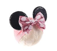 JIAHANG Baby Girl Mouse Ears Headband with Sequin Polka Dot Bow Wide Turban Velvet Headband Costume Headband with Bow Hair Bow for Toddler Kids Supplies