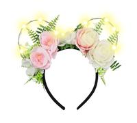 JIAHANG Branch Mouse Ear Headband with Flower, Light Up Women Headband with LED
