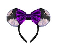 JIAHANG LED Mouse Ear Light Up Headband, Sequin Purple Bow Hairband, Flash Glowing Party Decoration Headwear Hair Accessories for Women Girls