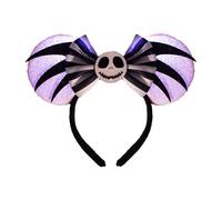 JIAHANG Mouse Ear Halloween Light Up Headband, Sequin Bow Hairband with LED, Flash Glowing Party Decoration Headwear Hair Accessories for Women Girls