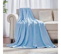 JIAHANNHA Flannel Fleece Blanket Twin Size(60 by 80 Inches),Light Blue Throw Blanket for Couch Sofa Bed 280GSM,Super Soft Plush Cozy and Lightweight Warm Bed Blanket for All Season