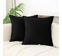 JIAHANNHA Velvet Black Throw Pillow Covers Pack of 2 Decorative Soft for Couch Sofa Bedroom Livingroom Car 20×20 Inches