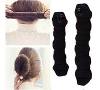 JIAHAO 2 Pcs Foam Sponge Magic Clip French Twist Hairstyle Donut Bun Ponytail Former Maker Hairstyle Must-haves Tool Accessories (Black Small & Large)