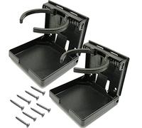 JIAHAO 2PCS Adjustable Folding Drink Holder with Screws/Adjustable Cup Holder for Marine/Boat/Caravan/Car (Black)