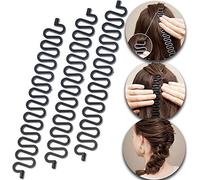JIAHAO 3 Pcs Hair Braiding Tool Roller With Hook Magic Hair Twist Styling Bun Maker DIY Hair Style Accessories Black
