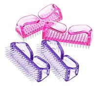 JIAHAO 4 Pieces Handle Nail Brush Nail Hand Scrubbing Cleaning Brush Fingernail Brush(Pink and Purple)