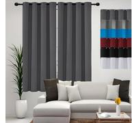 JIAHAO Eyelet Curtains 70 x 210 cm Drop Eyelet, Lightweight, Curtain Door Curtain Drop Eyelet Thermal Curtains & Drapes Short for Bedroom,1 Panels, Dark Grey