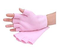 JIAHAO New Gel Cotton Moisturizing Gloves, Half Finger Touch Screen Gloves, Moisturizing Vitamin and Oil Infused, Against Dry Hard Cracked and Rough Hands Fingers, Color Pink