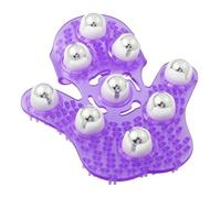 JIAHAO Palm Shaped Massage Glove Body Massager with 9 360-degree-roller Metal Roller Ball Beauty Body Care (Purple)