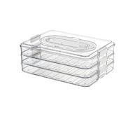 JIAHAO Stackable Food Storage Container Set, 3-Layer Refrigerator Box for Dumplings and Fresh Food, Clear, 2 Pieces
