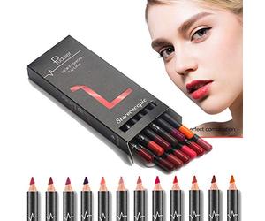 JIAHAO Women 12pcs Makeup Matte Lip Liner Set Waterproof Long Lasting Lip Pencil Makeup Set
