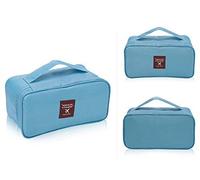 JIAHAO Women Lady Travel Bra Underwear Storage Bag Makeup Wash Lingerie Organizer Nylon (Light Blue)